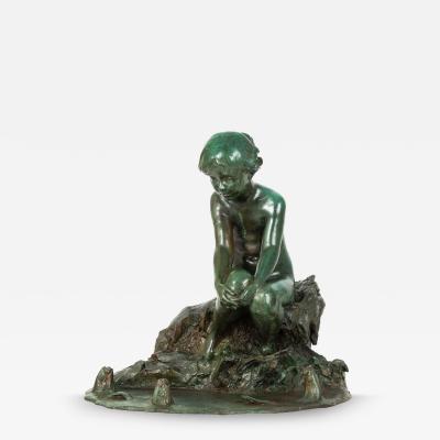 American Bronze Sculpture Fountain Undine 1914 by Edward Berge