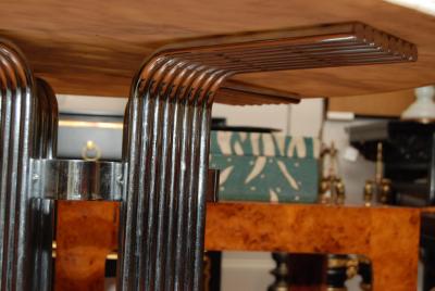 American Cararra Marble Top Table with Chrome Pedestal Base