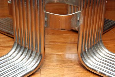 American Cararra Marble Top Table with Chrome Pedestal Base