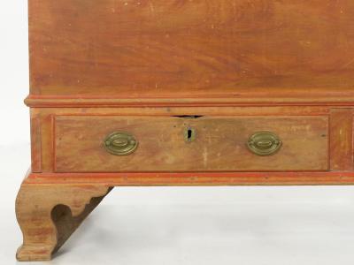 American Chippendale Red Faux Grain Painted Blanket Chest of Drawers circa 1800