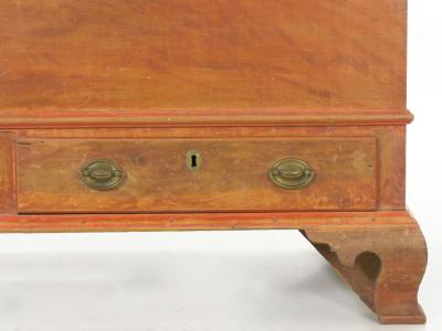 American Chippendale Red Faux Grain Painted Blanket Chest of Drawers circa 1800