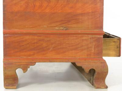 American Chippendale Red Faux Grain Painted Blanket Chest of Drawers circa 1800