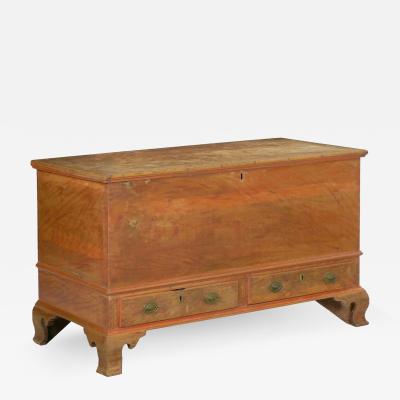 American Chippendale Red Faux Grain Painted Blanket Chest of Drawers circa 1800