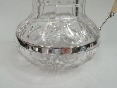 American Classical Cut Glass Water Pitcher with Big Game Horn Handle