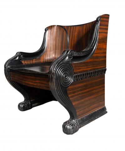 American Classical Revival Macassar Ebony Throne Chair From The Frick Estate