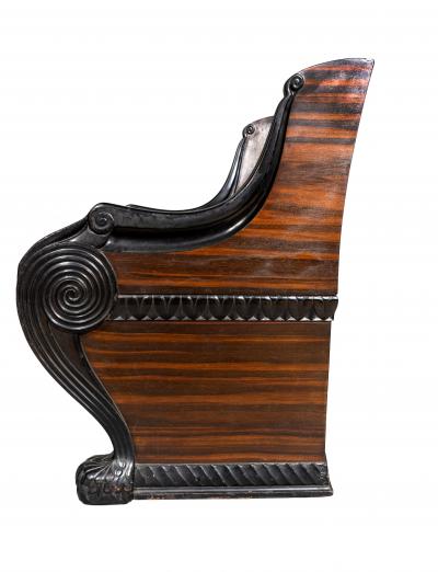 American Classical Revival Macassar Ebony Throne Chair From The Frick Estate