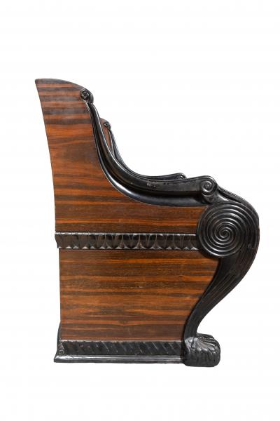 American Classical Revival Macassar Ebony Throne Chair From The Frick Estate