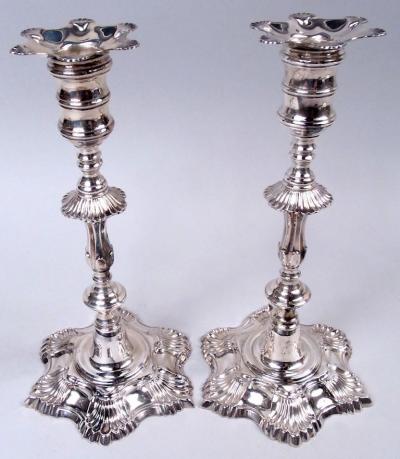 American Colonial Sterling Silver Candlesticks After Myer Myers