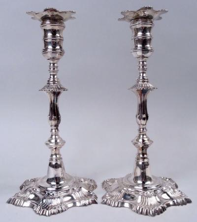 American Colonial Sterling Silver Candlesticks After Myer Myers