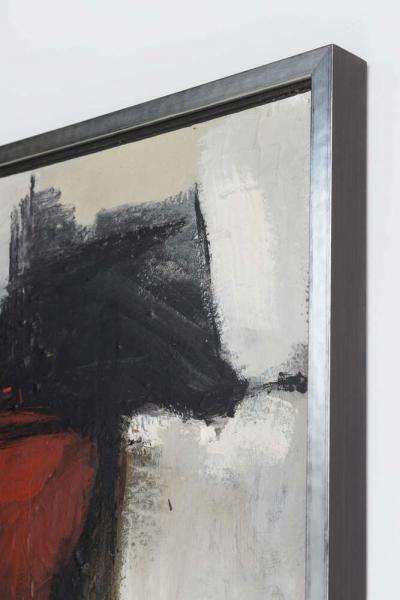 American Contemporary Abstract Framed Black and Red Oil Painting