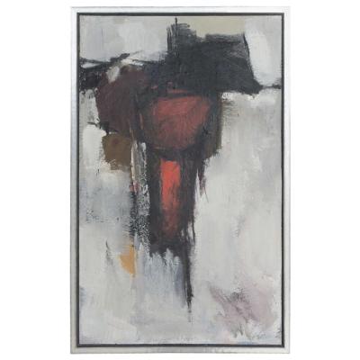 American Contemporary Abstract Framed Black and Red Oil Painting