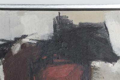 American Contemporary Abstract Framed Black and Red Oil Painting