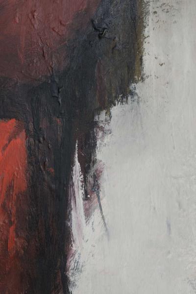 American Contemporary Abstract Framed Black and Red Oil Painting