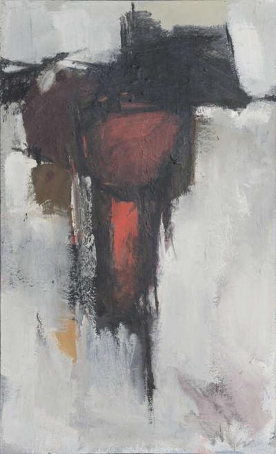 American Contemporary Abstract Framed Black and Red Oil Painting