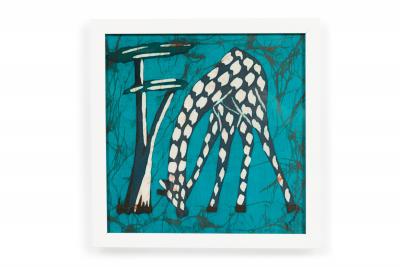 American Contemporary Abstract Painting of a Black and White Polka Dot Giraffe