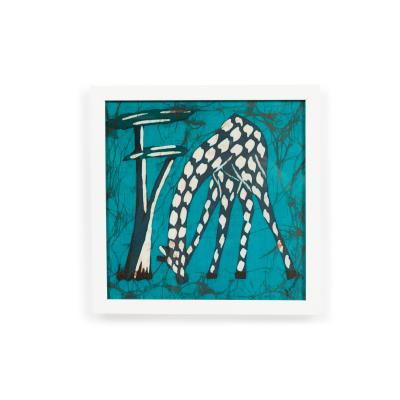 American Contemporary Abstract Painting of a Black and White Polka Dot Giraffe