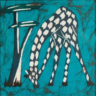 American Contemporary Abstract Painting of a Black and White Polka Dot Giraffe
