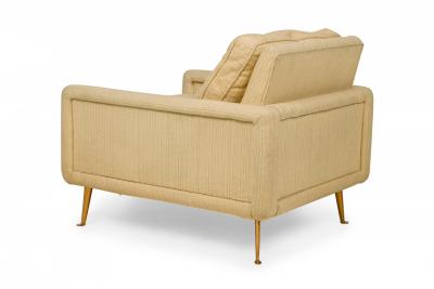 American Contemporary Beige FabricBronze Leg Lounge Armchair