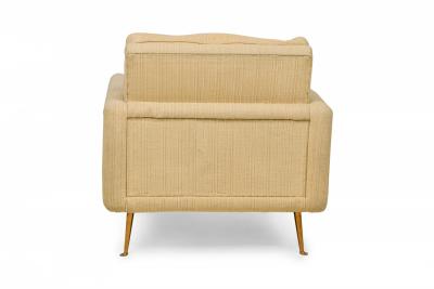 American Contemporary Beige FabricBronze Leg Lounge Armchair