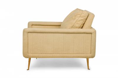 American Contemporary Beige FabricBronze Leg Lounge Armchair