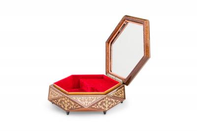 American Contemporary Beige and Brown Round Geometric Jewelry Box