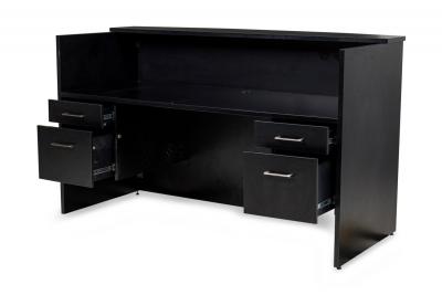 American Contemporary Black Laminate Suspended Twin Pedestal Reception Desk