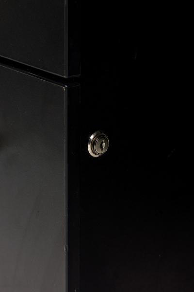 American Contemporary Black Laminate Suspended Twin Pedestal Reception Desk