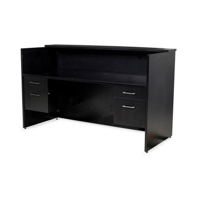 American Contemporary Black Laminate Suspended Twin Pedestal Reception Desk