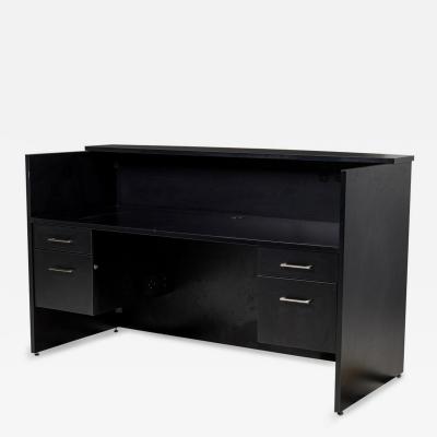 American Contemporary Black Laminate Suspended Twin Pedestal Reception Desk