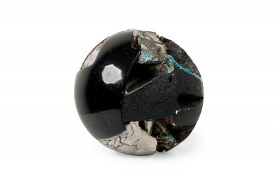 American Contemporary Blue and Black Mixed Media Orb