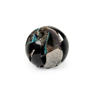 American Contemporary Blue and Black Mixed Media Orb