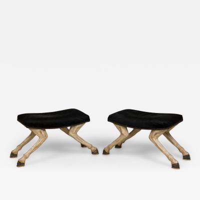 American Contemporary Custom Made Horse Leg Saddle Stool Bench