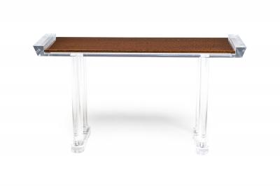 American Contemporary Lucite Console Table with Glass Top