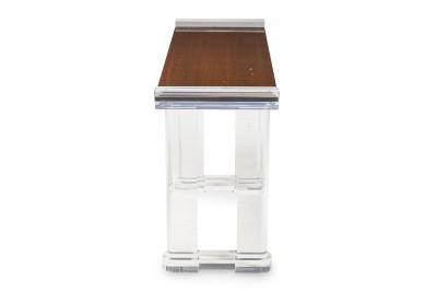 American Contemporary Lucite Console Table with Glass Top