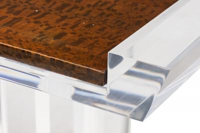 American Contemporary Lucite Console Table with Glass Top