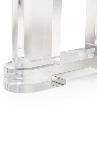 American Contemporary Lucite Console Table with Glass Top