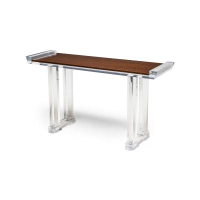 American Contemporary Lucite Console Table with Glass Top