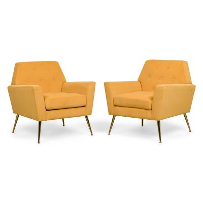 American Contemporary Mustard Yellow Velvet Chairs