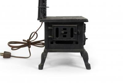 American Country Black Iron Stove Table Lamp