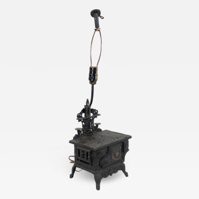 American Country Black Iron Stove Table Lamp