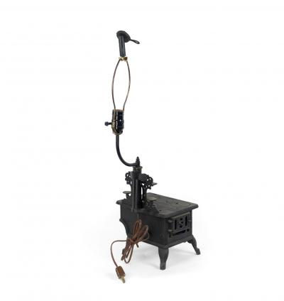 American Country Black Iron Stove Table Lamp