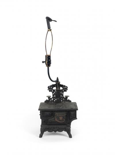 American Country Black Iron Stove Table Lamp
