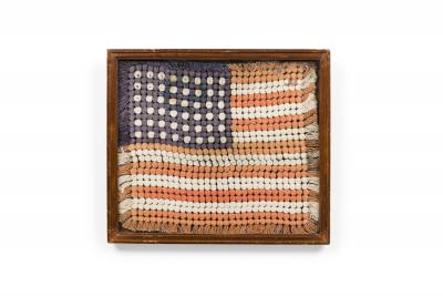 American Country Framed Flag Folk Art Embroidery