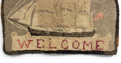 American Country Hooked Welcome Ship Rug
