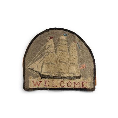 American Country Hooked Welcome Ship Rug
