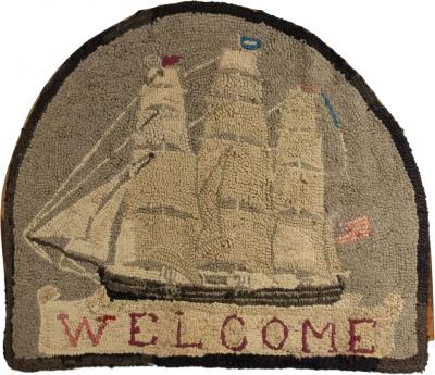 American Country Hooked Welcome Ship Rug