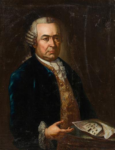 American Country Man in Blue Coat Portrait