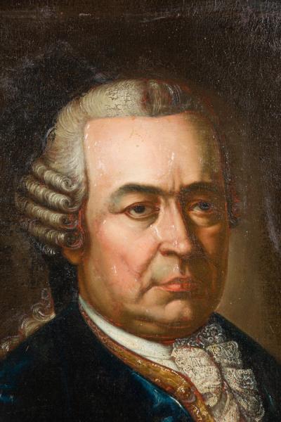 American Country Man in Blue Coat Portrait