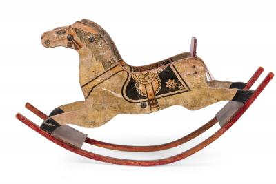 American Country Painted and Carved Wooden Rocking Horse