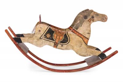 American Country Painted and Carved Wooden Rocking Horse